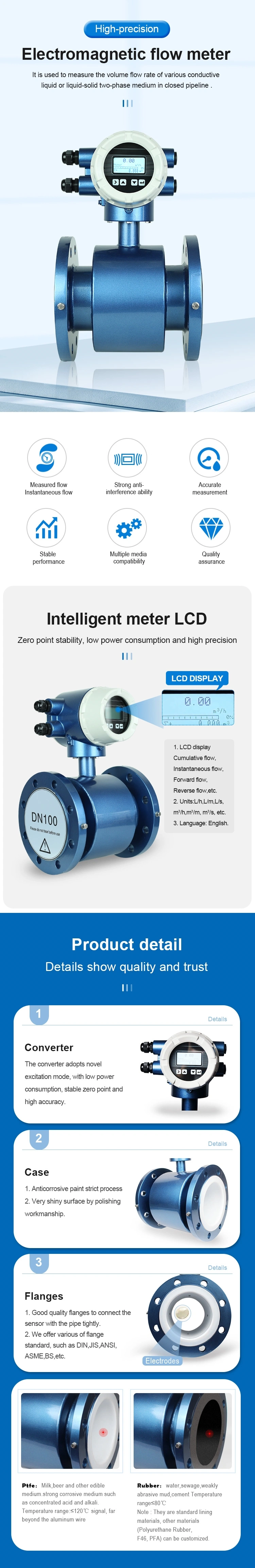 Industrial Waste Water Flow Meter Price Electromagnetic Flow Meter in Stock